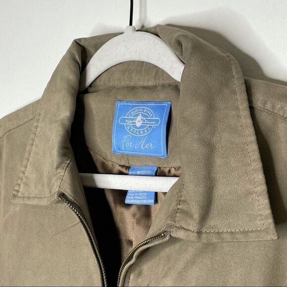 Charles River Apparel Suede Polyester Tan Zip Up Jacket - Picture 4 of 7